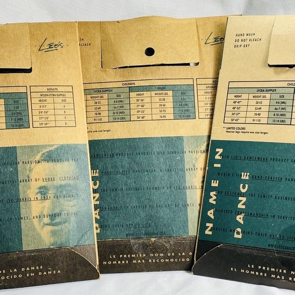 3 Pairs Leo's 414-21 Black Girl's Size 6x-7 Intermediate Firm Convertible Tights - Picture 4 of 9